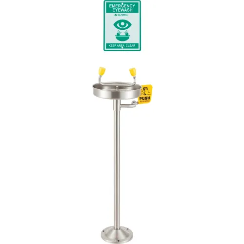 Global Industrial" Emergency Eyewash Station, Pedestal Mount, Stainless Steel - Image 3