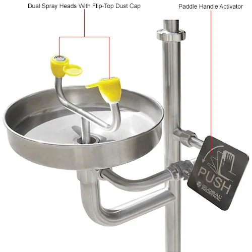 Global Industrial" Emergency Combination Shower w/Eyewash Station, Stainless Steel - Image 5