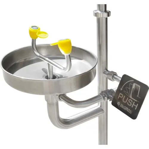 Global Industrial" Emergency Combination Shower w/Eyewash Station, Stainless Steel - Image 3