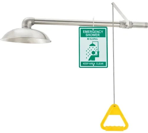 Global Industrial" Emergency Drench Shower, Horizontally Mounted, Stainless Steel