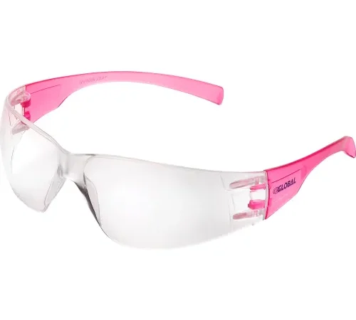 Global Industrial" Frameless Petite Safety Glasses, Scratch Resistant, Clear Lens, Pink Frame - Pkg Qty 12