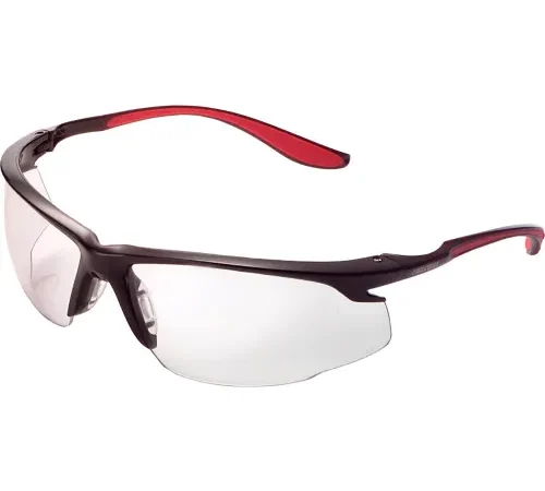 Global Industrial" Sport Half Frame Safety Glasses, Anti-Fog, Clear Lens, Red Frame