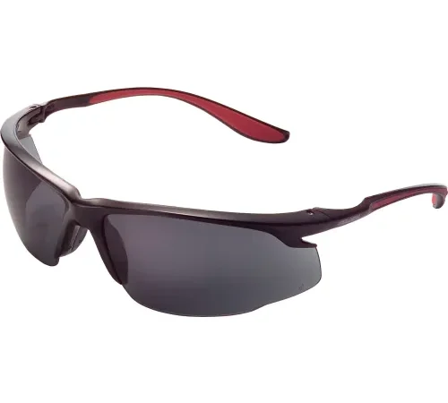 Global Industrial" Sport Half Frame Safety Glasses, Anti-Fog, Smoke Lens, Red Frame