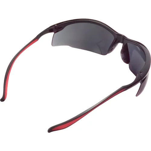 Global Industrial" Sport Half Frame Safety Glasses, Anti-Fog, Smoke Lens, Red Frame - Image 3