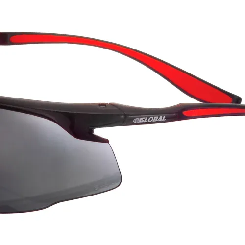 Global Industrial" Sport Half Frame Safety Glasses, Anti-Fog, Smoke Lens, Red Frame - Image 5