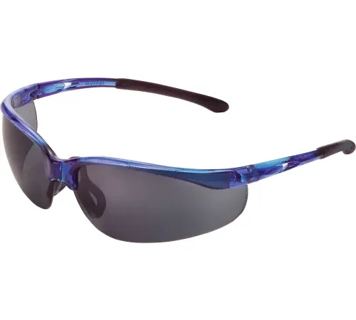 Global Industrial" Half Frame Safety Glasses, Anti-Fog, Smoke Lens, Blue Frame