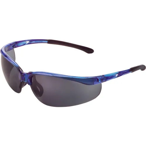 Global Industrial" Half Frame Safety Glasses, Anti-Fog, Smoke Lens, Blue Frame