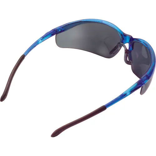 Global Industrial" Half Frame Safety Glasses, Anti-Fog, Smoke Lens, Blue Frame - Image 3