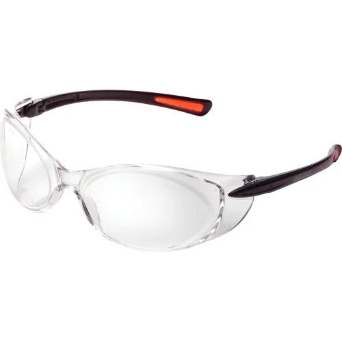 Global Industrial" Frameless Safety Glasses, Side Shields, Anti-Fog, Clear Lens, Black Frame