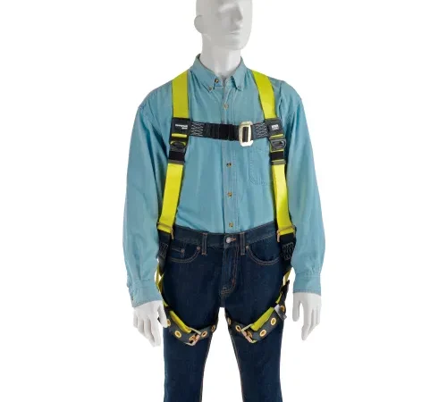 Miller® H13110022 Full Body Harness, Back D Ring, Tongue Leg Strap, Black/Yellow