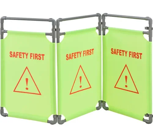 Global Industrial" Fabric Folding Barrier, Lime Green, Safety First