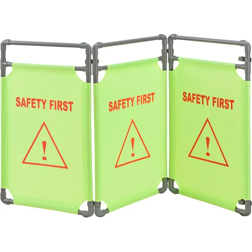 Global Industrial" Fabric Folding Barrier, Lime Green, Safety First