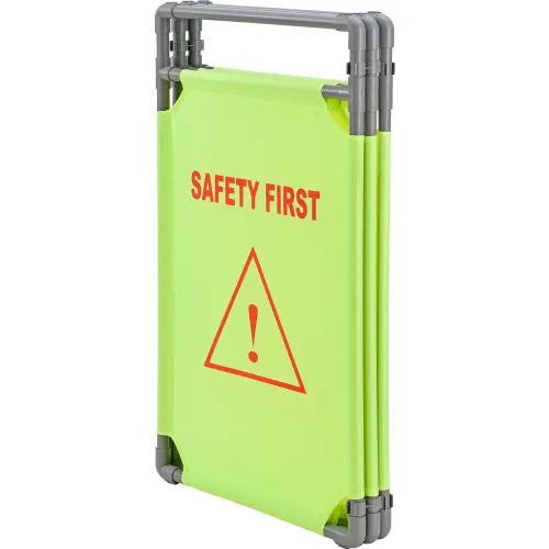 Global Industrial" Fabric Folding Barrier, Lime Green, Safety First - Image 2