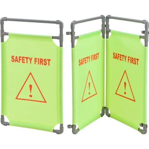 Global Industrial" Fabric Folding Barrier, Lime Green, Safety First - Image 4