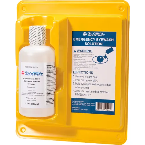 Global Industrial" Single Bottle Eyewash Station, 32 Oz.
