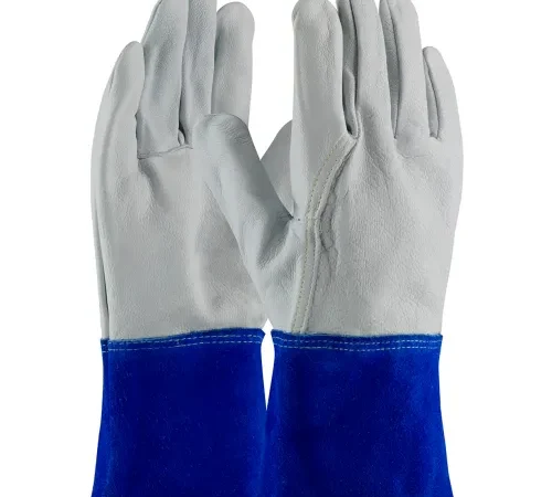PIP Mig Tig Welder's Gloves, Top Grain Goatskin, Wing Thumb, 4"Length, Leather, M