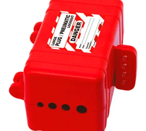 ZING Plug-Pneumatic Lockout, Red, 4-Hole, 7629