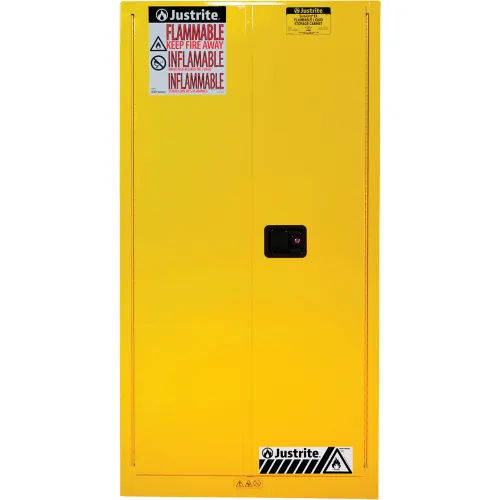 Justrite® Drum Cabinet 55 Gal. Capacity Vertical Manual Close Hazmat Flammable W/ Drum Support