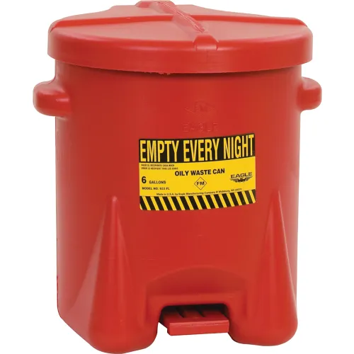 Eagle 6 Gallon Poly Waste Can W/ Foot Lever, Red - 933FL