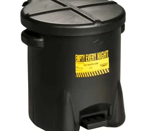 Eagle 14 Gallon Poly Waste Can W/ Foot Lever, Black