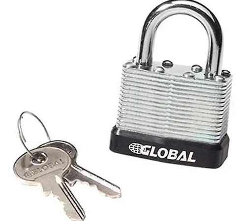 Global Industrial™ General Security Laminated Steel Padlock, Bumper & 2 Keys, Keyed Differently