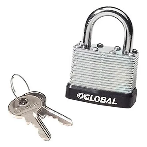 Global Industrial™ General Security Laminated Steel Padlock, Bumper & 2 Keys, Keyed Differently