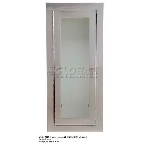 Potter Roemer Alta SS Fire Extinguisher Cabinet, Tempered Glass Window, Fully Recessed, 3-1/4"D