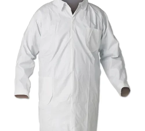 KleenGuard 44452 A40 Liquid and Particle Protection Lab Coats, Medium, White, 30/Case