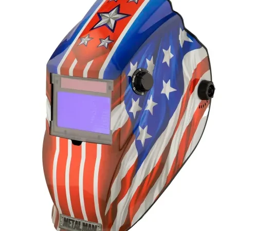 Metal Man® Big Window Auto Darkening Welding Helmet, Variable Shade Control - Patriotic