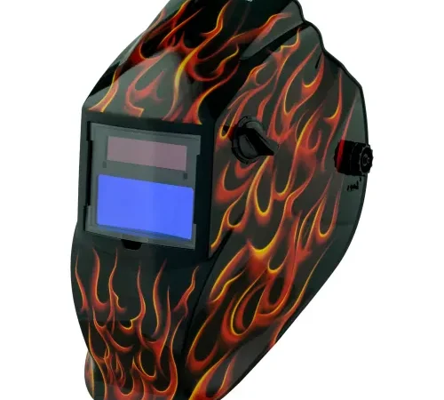 Metal Man® Auto Darkening Welding Helmet, Variable Shade Control - Red Real Flame