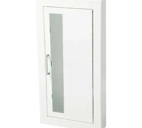 JL Industries Steel Fire Rated Fire Extinguisher Cabinet, Vertical Acrylic Window, Semi-Recessed