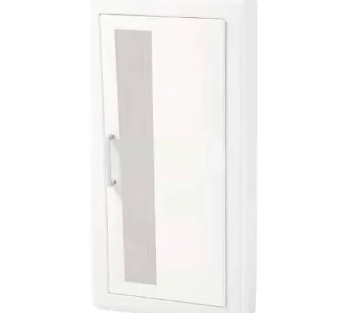 JL Industries Steel Fire Extinguisher Cabinet, Vertical Acrylic Window, Semi-Recessed, 3" Trim, 6"D