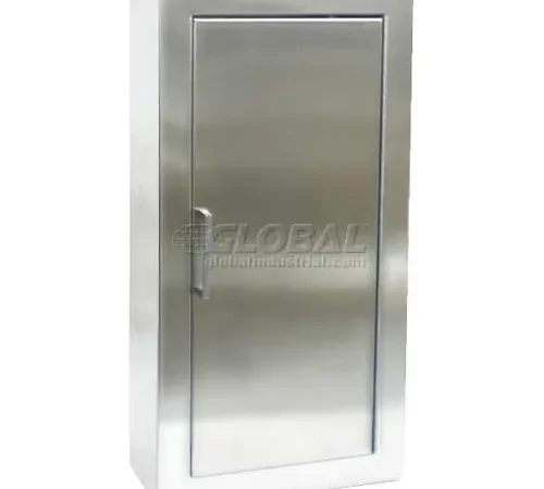 JL Industries Stainless Steel Fire Extinguisher Cabinet, Solid Door, Surface Mount
