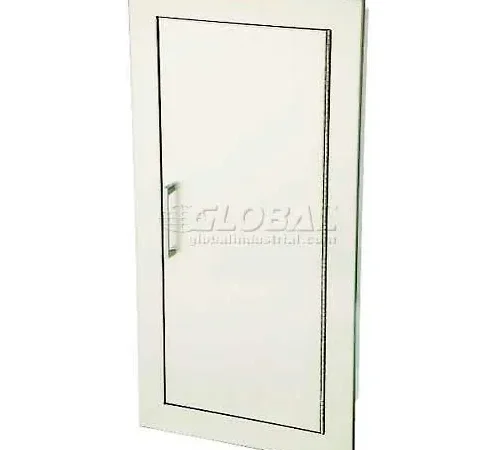JL Industries Stainless Steel Fire Extinguisher Cabinet, Solid Door, Fully Recessed