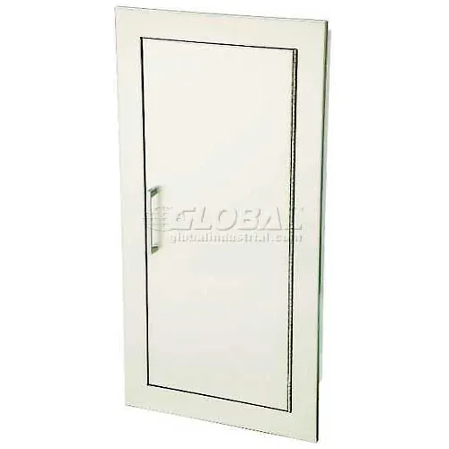 JL Industries Stainless Steel Fire Extinguisher Cabinet, Solid Door, Fully Recessed