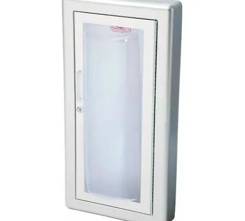 JL Industries Alum Fire Ext. Cabinet, Clear Acrylic Bubble Window, SemiRecessed, Saf-T-Lok, 3" Trim