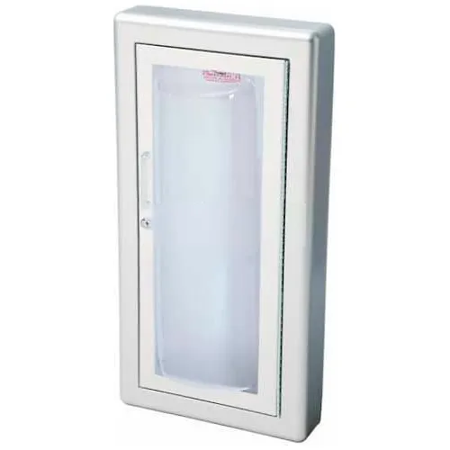 JL Industries Alum Fire Ext. Cabinet, Clear Acrylic Bubble Window, SemiRecessed, Saf-T-Lok, 3" Trim