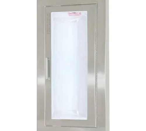 JL Industries Stainless Steel Fire Extinguisher Cabinet, Clear Acrylic Bubble Window, Semi-Recessed
