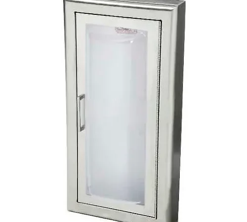 JL Industries SS Fire Rated Fire Extinguisher Cabinet, Clear Acrylic Bubble Window, Semi-Recessed