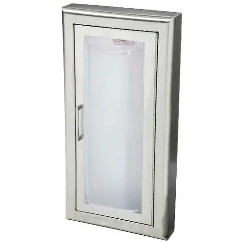 JL Industries SS Fire Rated Fire Extinguisher Cabinet, Clear Acrylic Bubble Window, Semi-Recessed