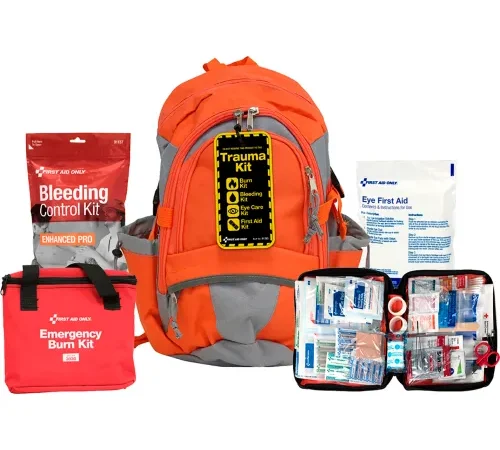 First Aid Only Trauma Backpack Kit, Fabric, Red, 233 Pieces