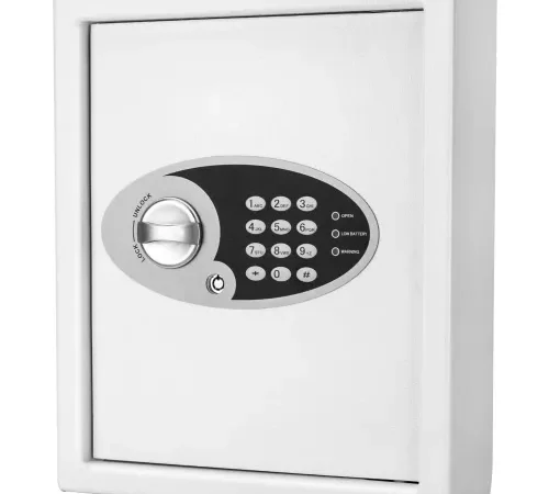 Barska AX12658 48 Keys Keypad Wall Key Safe 12"W x 4"D x 14-1/4"H, White, Steel