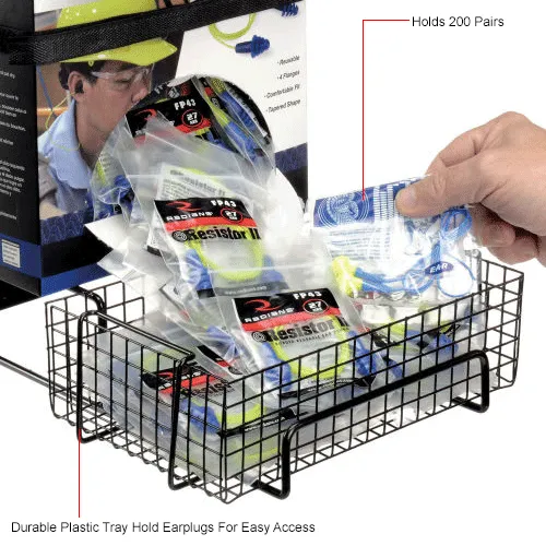 Horizon Mfg. 200 Pair Foam Earplug Dispenser Box Rack With Anti-Spill Wire Tray, 4001, 10-1/2"L - Image 5