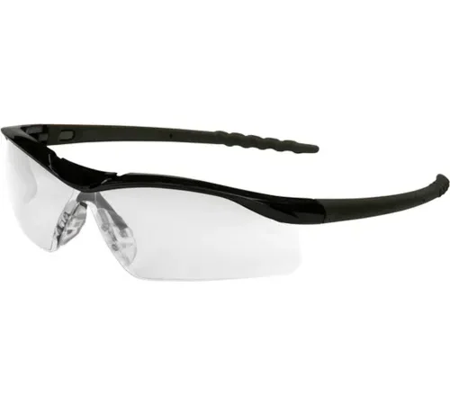 MCR Safety DL110 Crews Dallas Wraparound Safety Glasses, Black Frame, Clear Lens, Hard-Coat