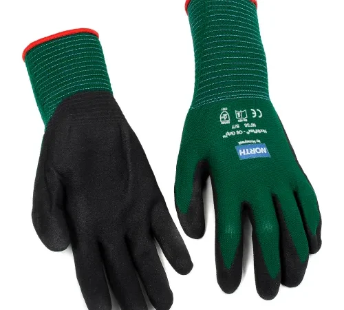North® Flex Oil Grip™ Nitrile Coated Gloves, North Safety NF35/7S, Green, 1 Pair - Pkg Qty 12