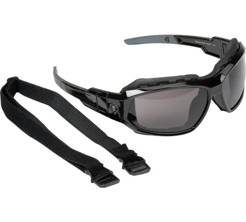 Ergodyne® Skullerz® Loki Safety Glasses/Goggles W/Fog-Off, Smoke AF Lens, Black Frame