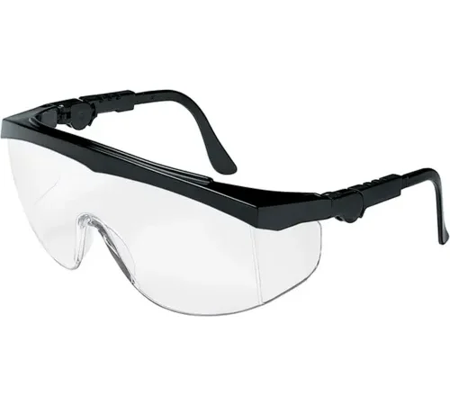 MCR Safety TK110 Crews Tomahawk Wraparound Safety Glasses, Clear Lens, Black Frame
