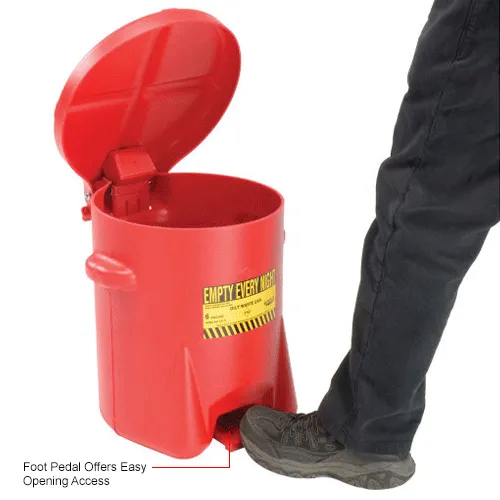 Eagle 6 Gallon Poly Waste Can W/ Foot Lever, Red - 933FL - Image 5