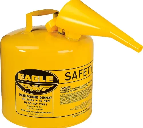 Eagle Type I Safety Can - 5 Gallon with Funnel - Yellow