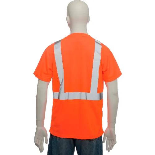 OccuNomix Standard Wicking Birdseye Class 2 T-Shirt W/ Pocket Hi-Vis Orange, S, LUX-SSETP2B-OS - Image 2